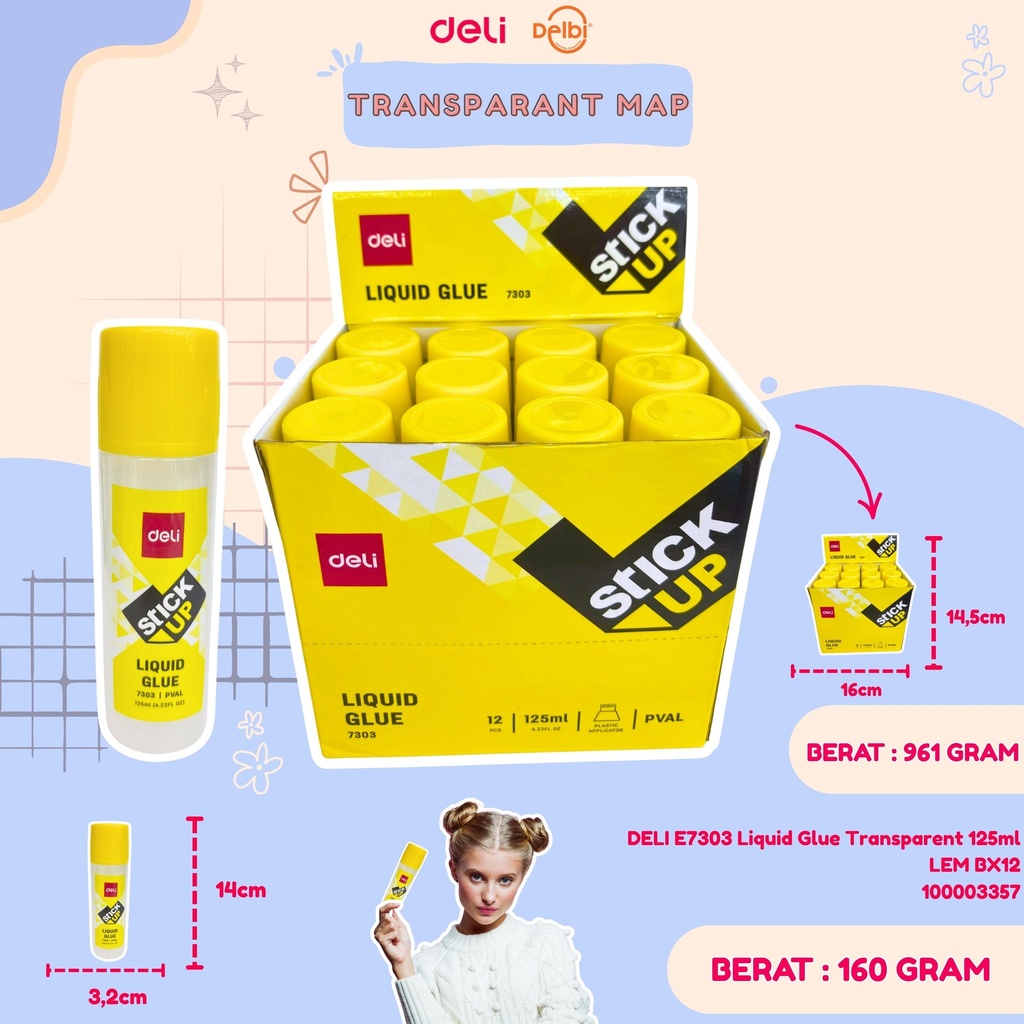 DELI E7303 Liquid Glue Transparent 125ml LEM BX12
