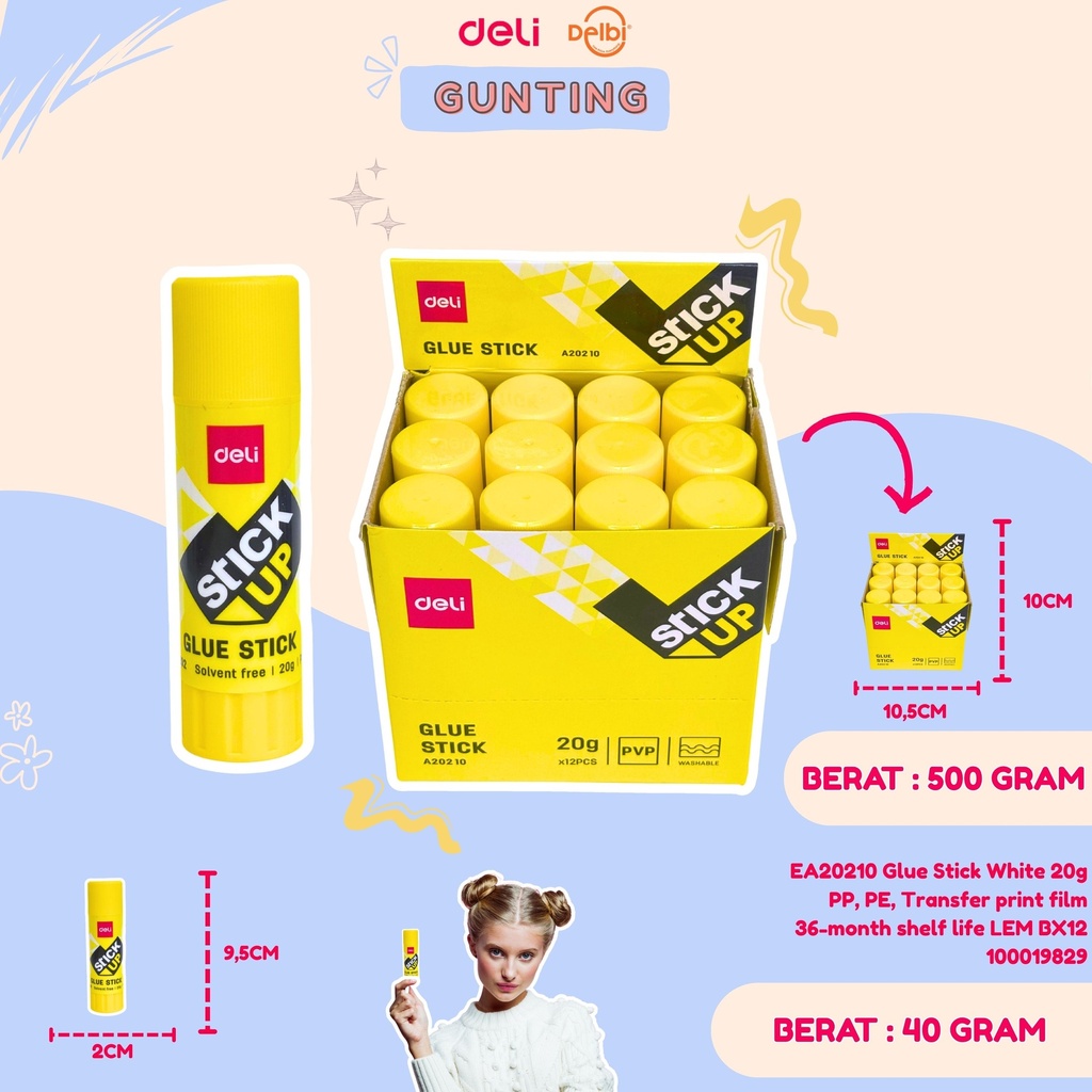 [100019829] EA20210 Glue Stick White 20g
 PP, PE, Transfer print film
 36-month shelf life LEM BX12