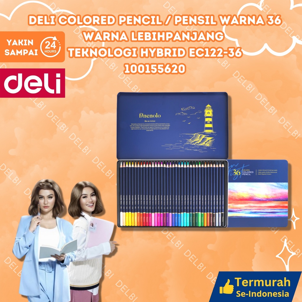 Deli Colored Pencil / Pensil Warna 36 Warna Lebih Panjang Teknologi Hybrid EC122-36