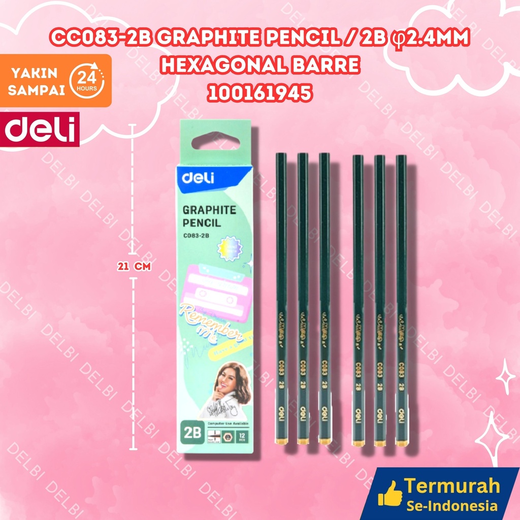 CC083-2B Graphite Pencil 2B 2.4mm Hexagonal Barre DELI GANTUNG PENSIL BARREL BX240