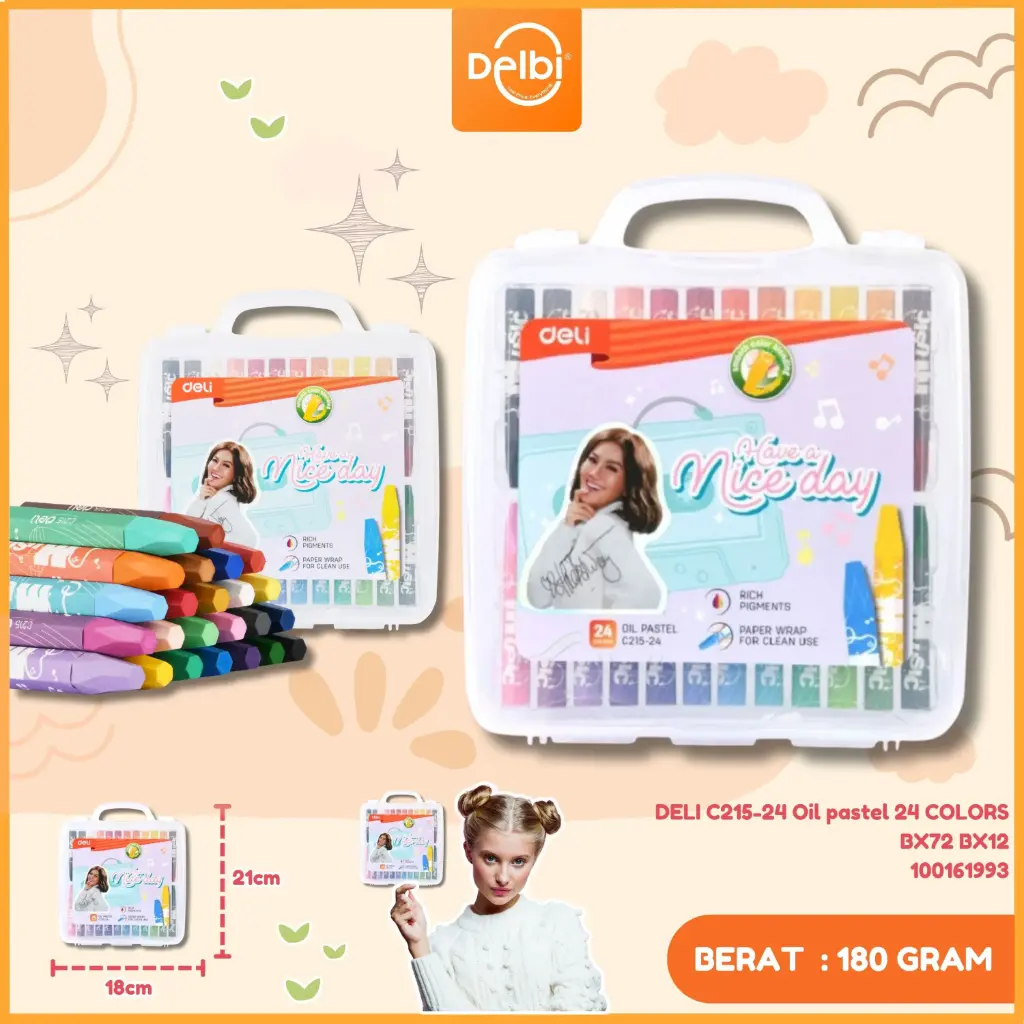 DELI C215-24 Oil pastel 24 COLORS BX72 BX12