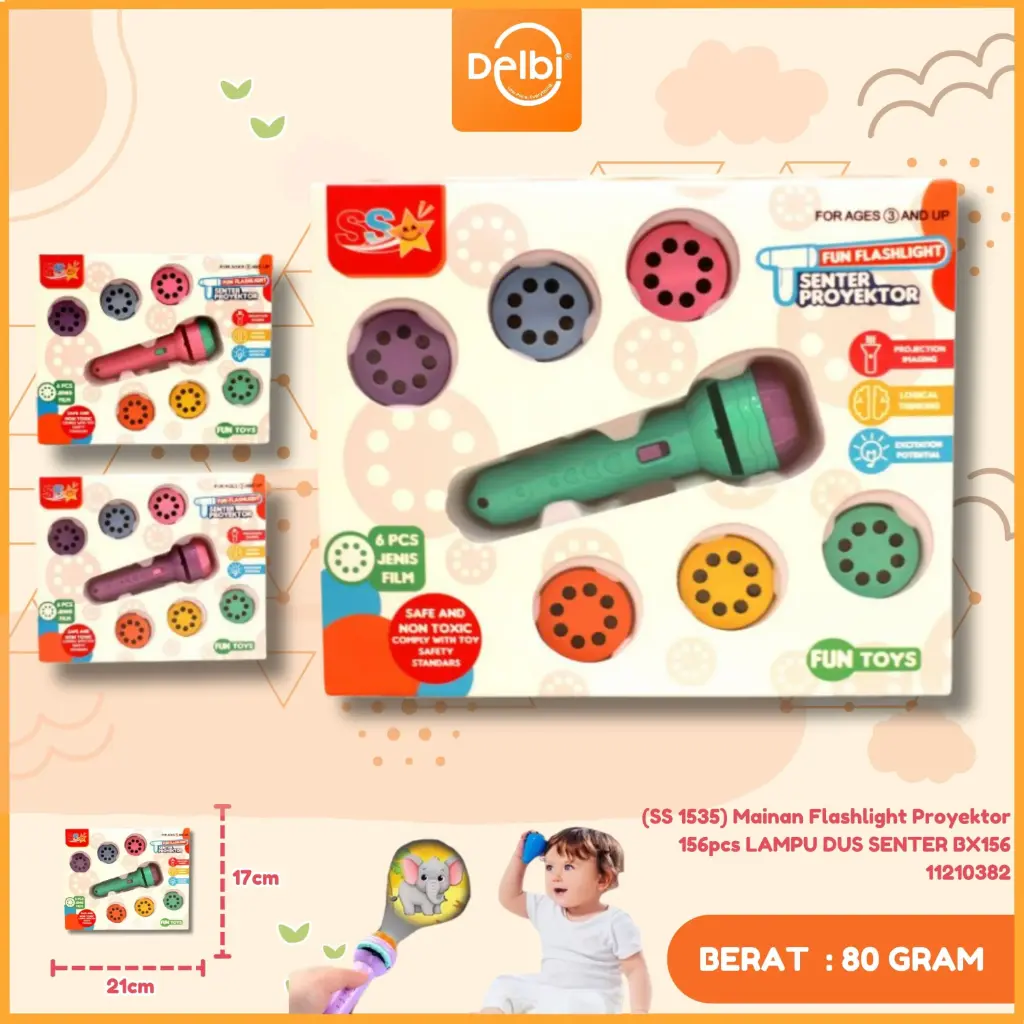 (SS 1535) Mainan Flashlight Proyektor 156pcs LAMPU DUS SENTER BX156