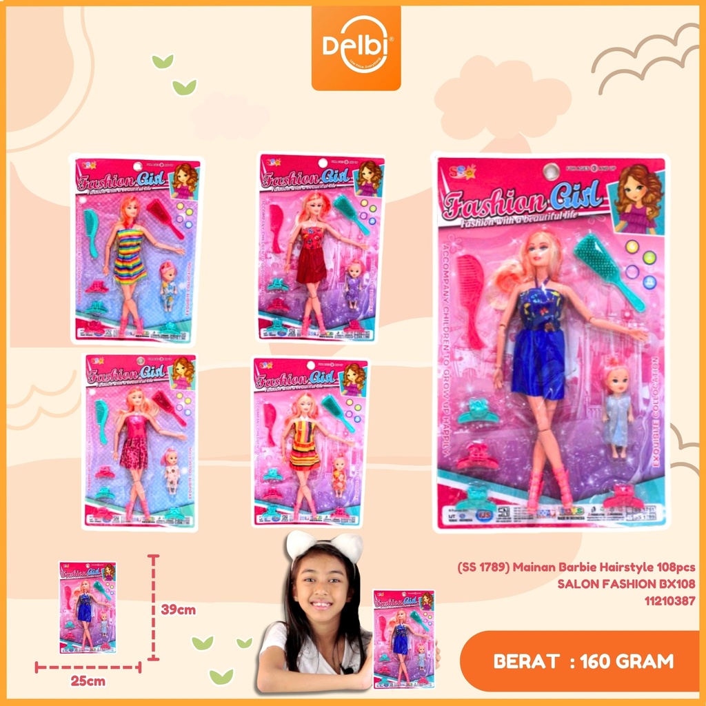 [SS 1789] Mainan Barbie Hairstyle 108pcs SALON FASHION BX108