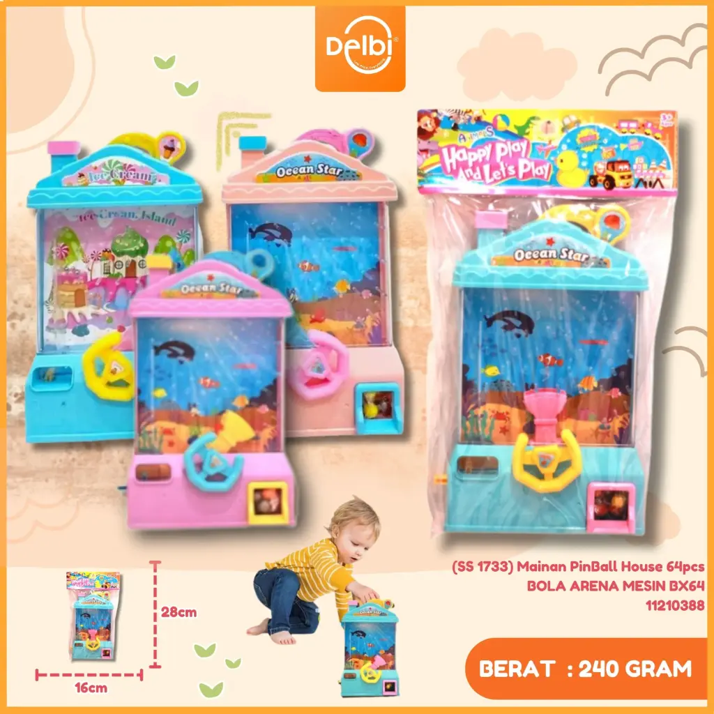 (SS 1733) Mainan PinBall House 64pcs BOLA ARENA MESIN BX64