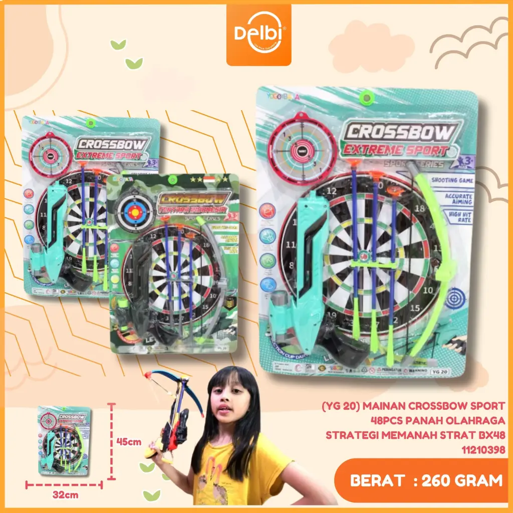 (YG 20) MAINAN CROSSBOW SPORT 48PCS PANAH OLAHRAGA STRATEGI MEMANAH STRAT BX48