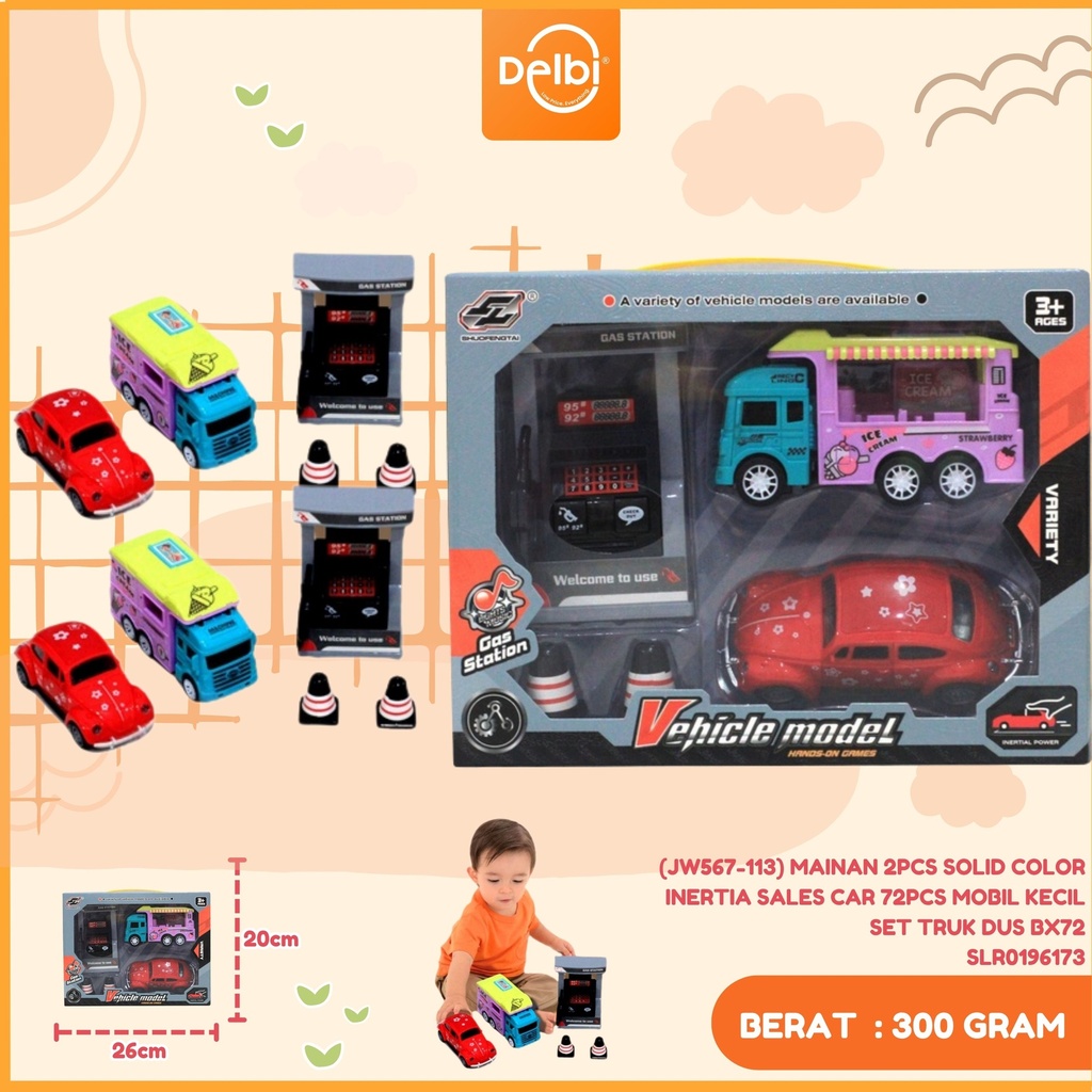 (JW567-113) MAINAN 2PCS SOLID COLOR INERTIA SALES CAR 72PCS MOBIL KECIL SET TRUK DUS BX72