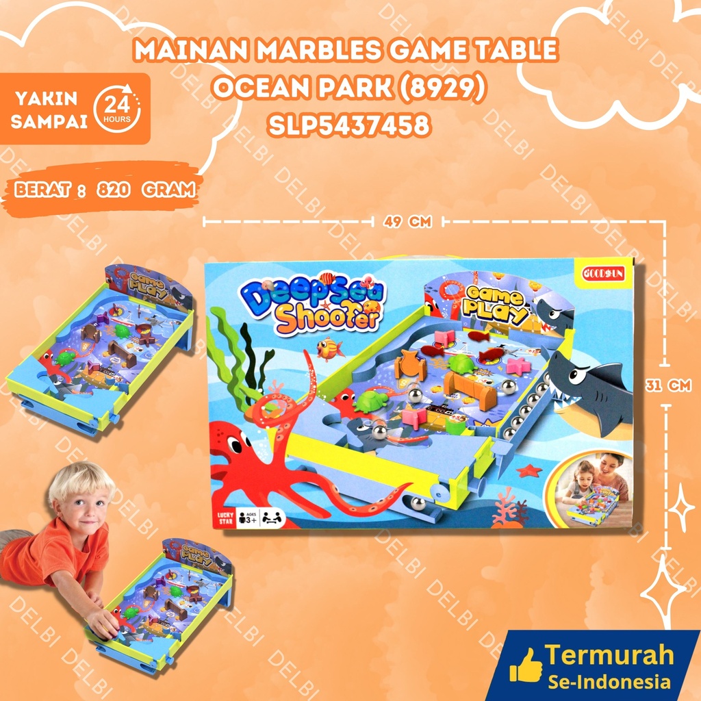 (8929) MAINAN MARBLES GAME TABLE OCEAN PARK 24PCS BX24