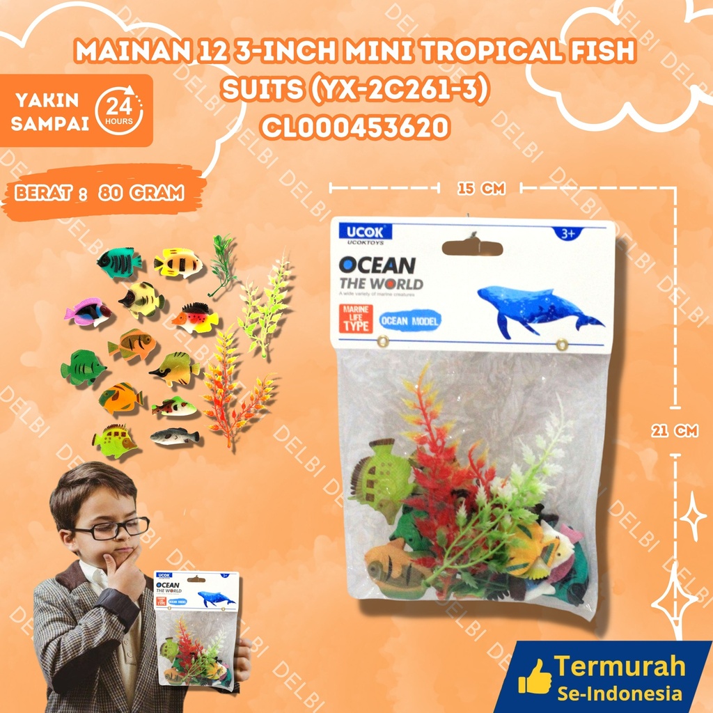 (YX-2C261-3) MAINAN 12 3-INCH MINI TROPICAL FISH SUITS 198PCS BX198