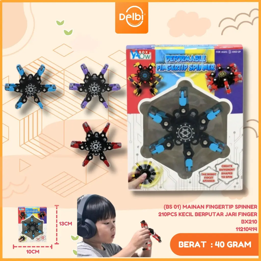 (BS 01) MAINAN FINGERTIP SPINNER 210PCS KECIL BERPUTAR JARI FINGER BX210