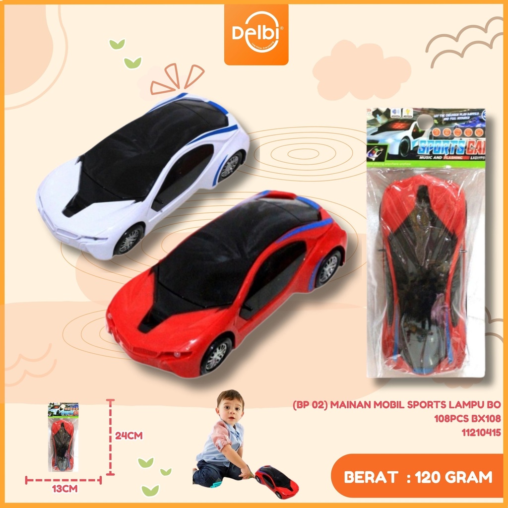 (BP 02) MAINAN MOBIL SPORTS LAMPU BO 108PCS BX108