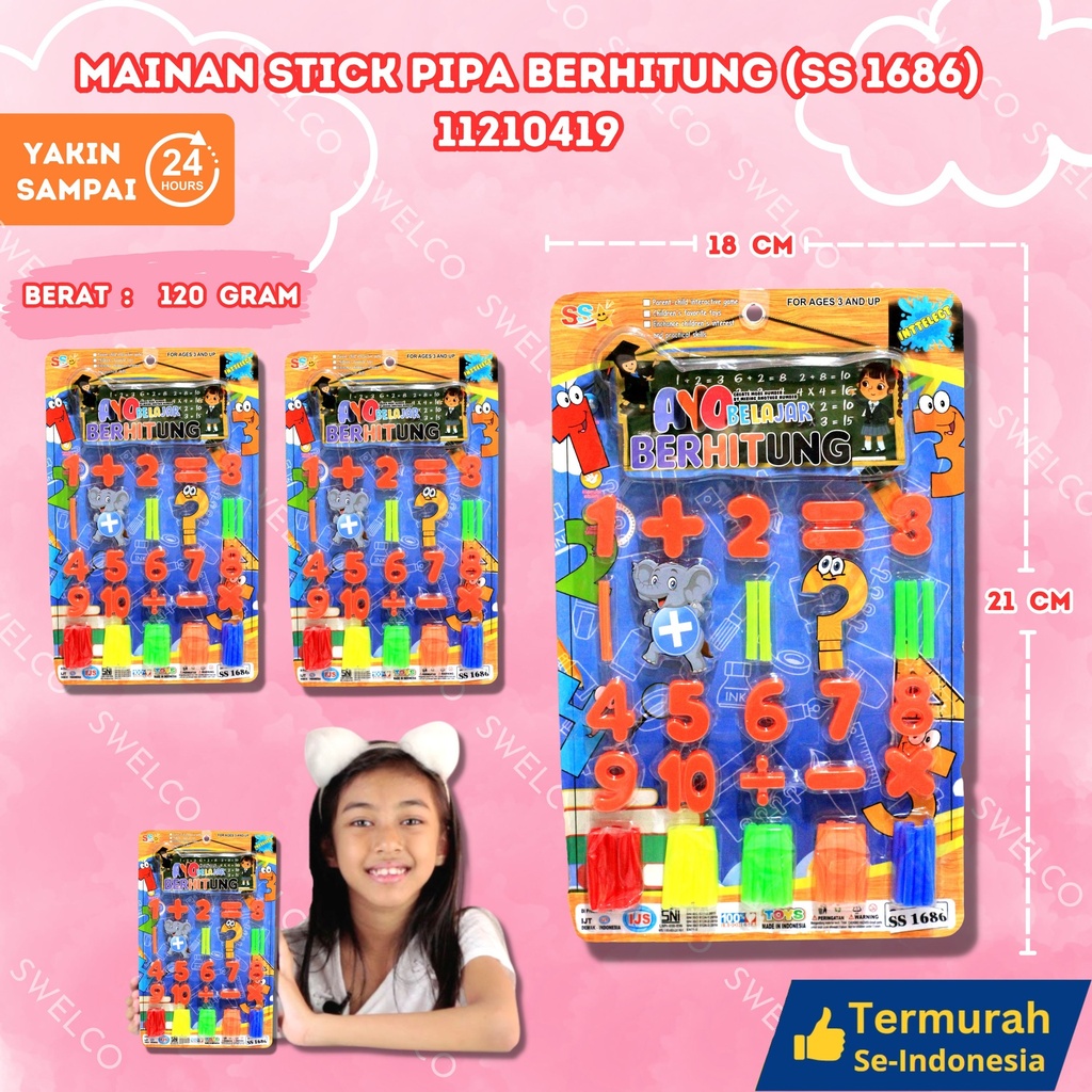 MAINAN STICK PIPA BERHITUNG 186PCS EDUKASI ANGKA BX186