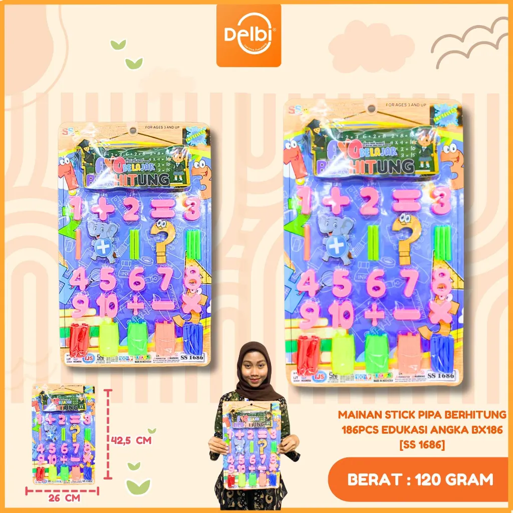 [SS 1686] MAINAN STICK PIPA BERHITUNG 186PCS EDUKASI ANGKA BX186