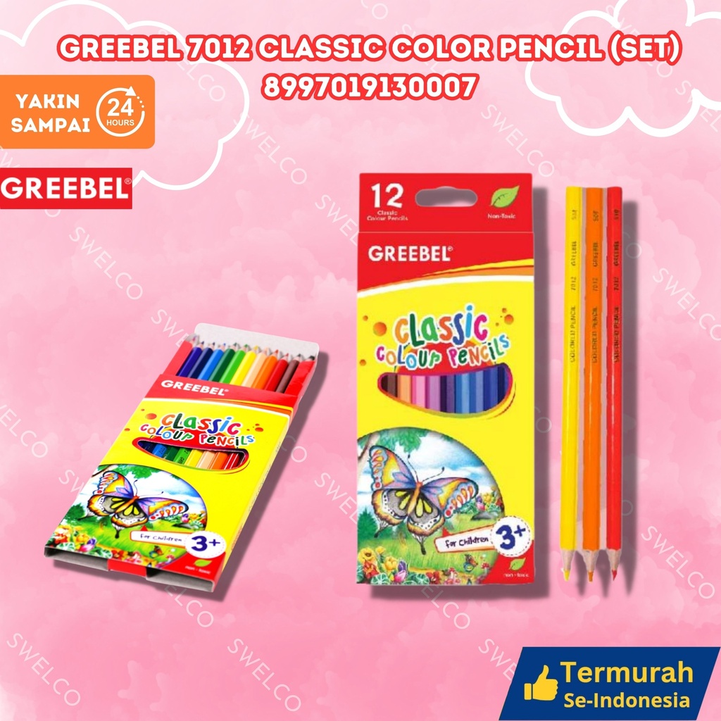 GREEBEL 7012 CLASSIC COLOR PENCIL (SET) 12 WARNA CAT KAYU PENSIL BX120 BX1