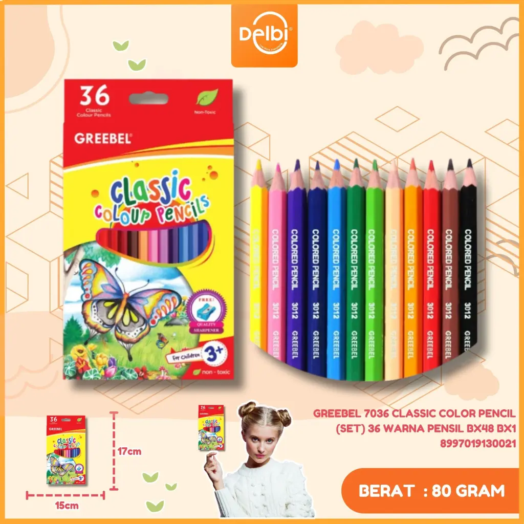 GREEBEL 7036 CLASSIC COLOR PENCIL (SET) 36 WARNA PENSIL BX48 BX1