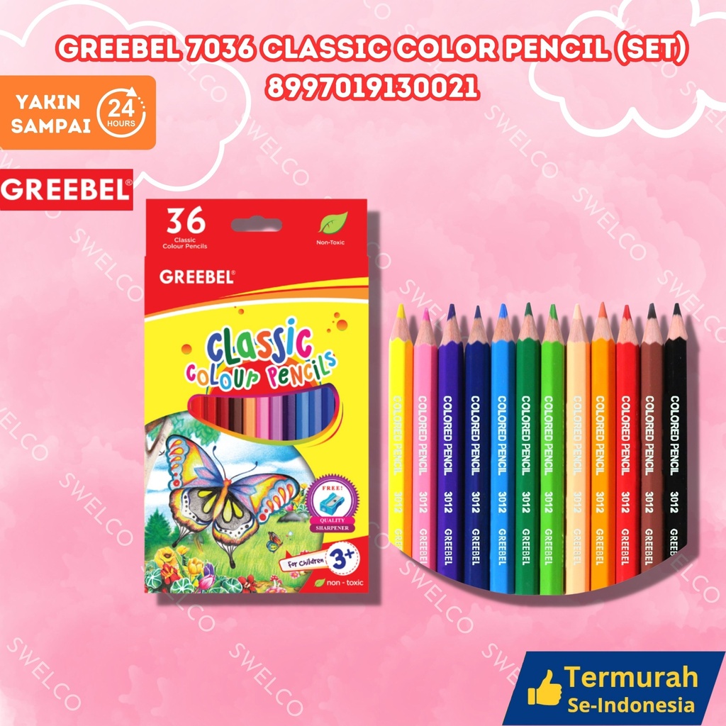 GREEBEL 7036 CLASSIC COLOR PENCIL (SET) 36 WARNA PENSIL BX48 BX1