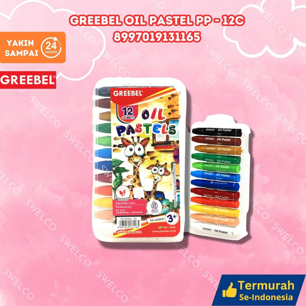 GREEBEL OIL PASTEL PP 12C MEWARNAI 12 WARNA CRAYON BX144