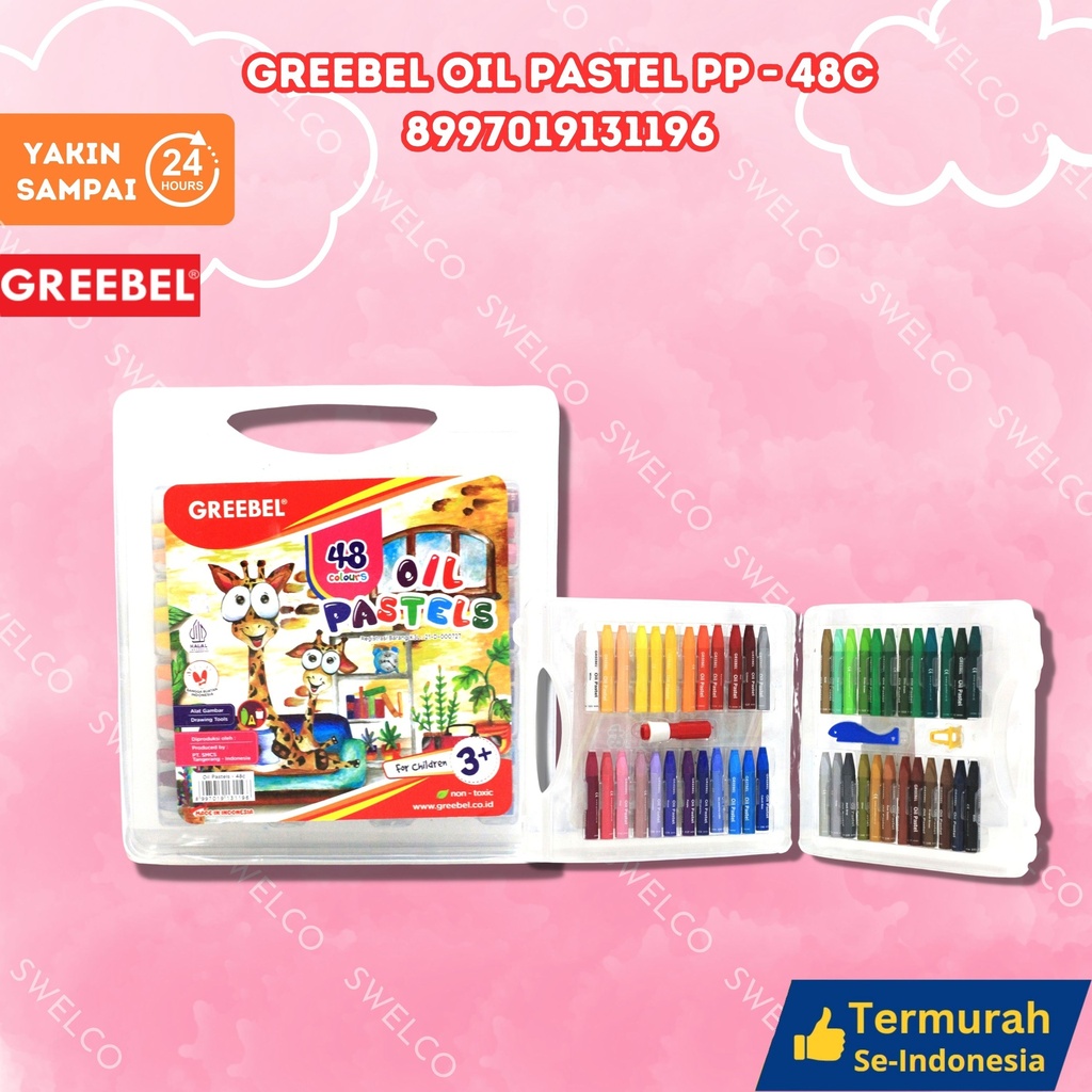 GREEBEL OIL PASTEL PP 48C MEWARNAI 48 WARNA CRAYON CAT MINYAK BX36