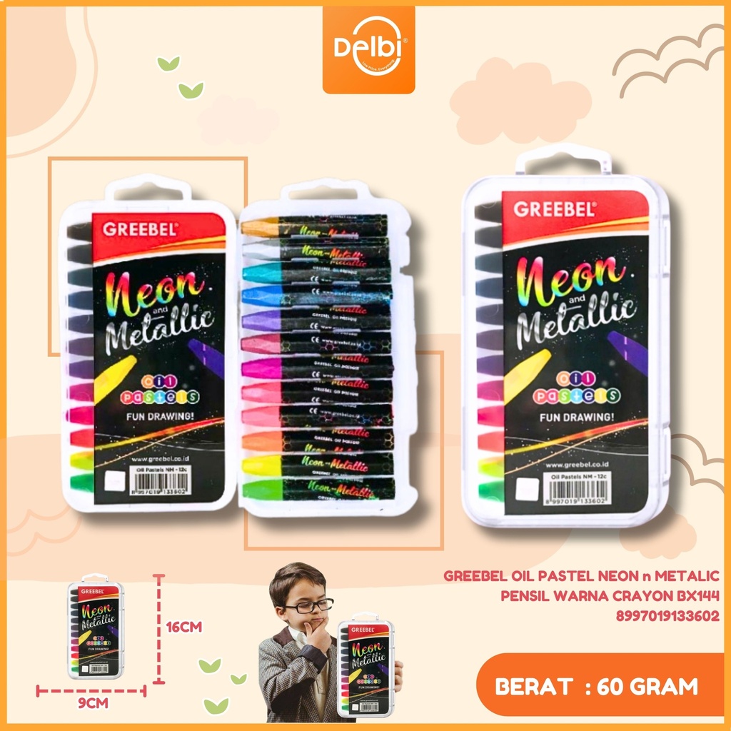 GREEBEL OIL PASTEL NEON n METALIC PENSIL WARNA CRAYON BX144