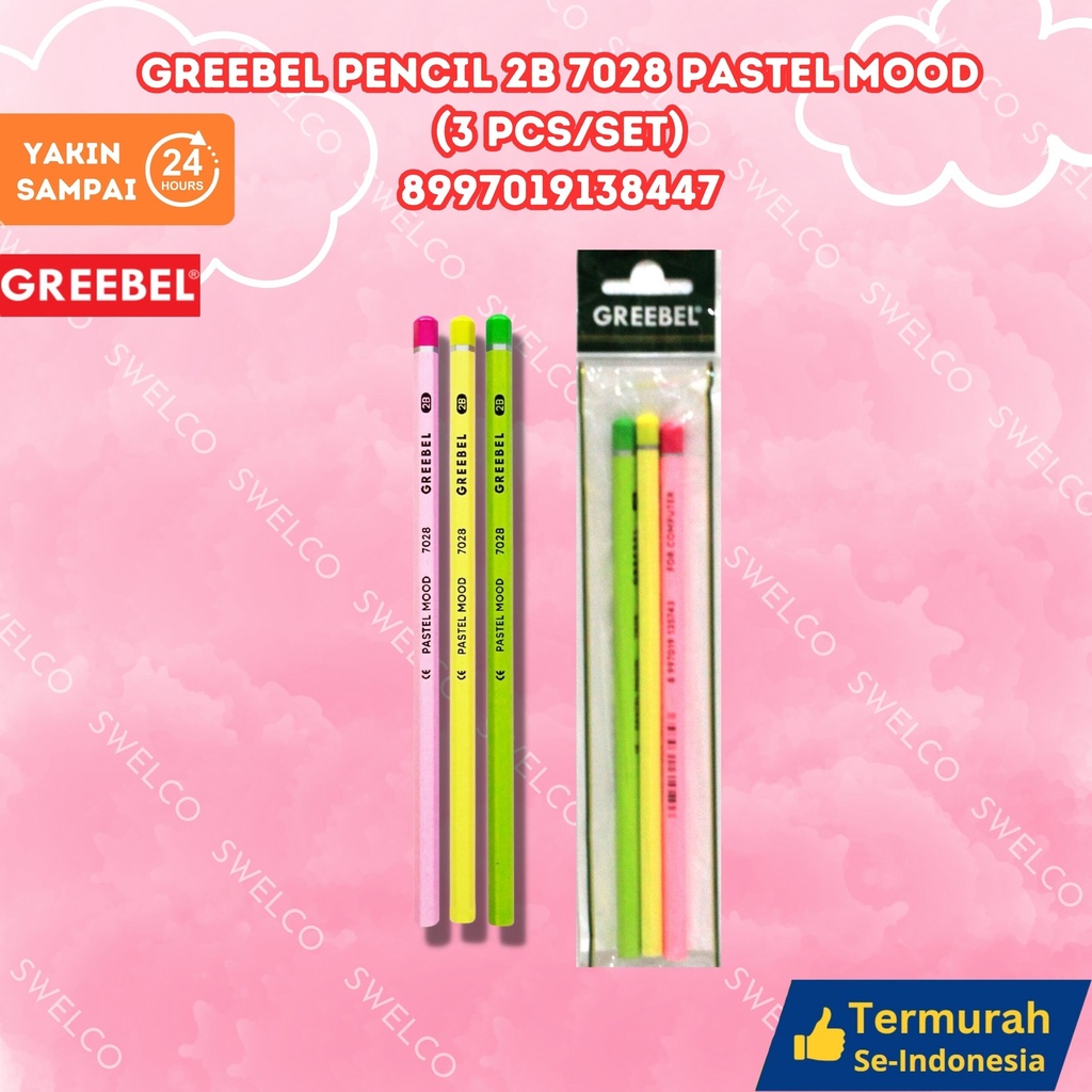 GREEBEL PENCIL 2B 7028 PASTEL MOOD (3 PCS/SET) PENSIL BX1