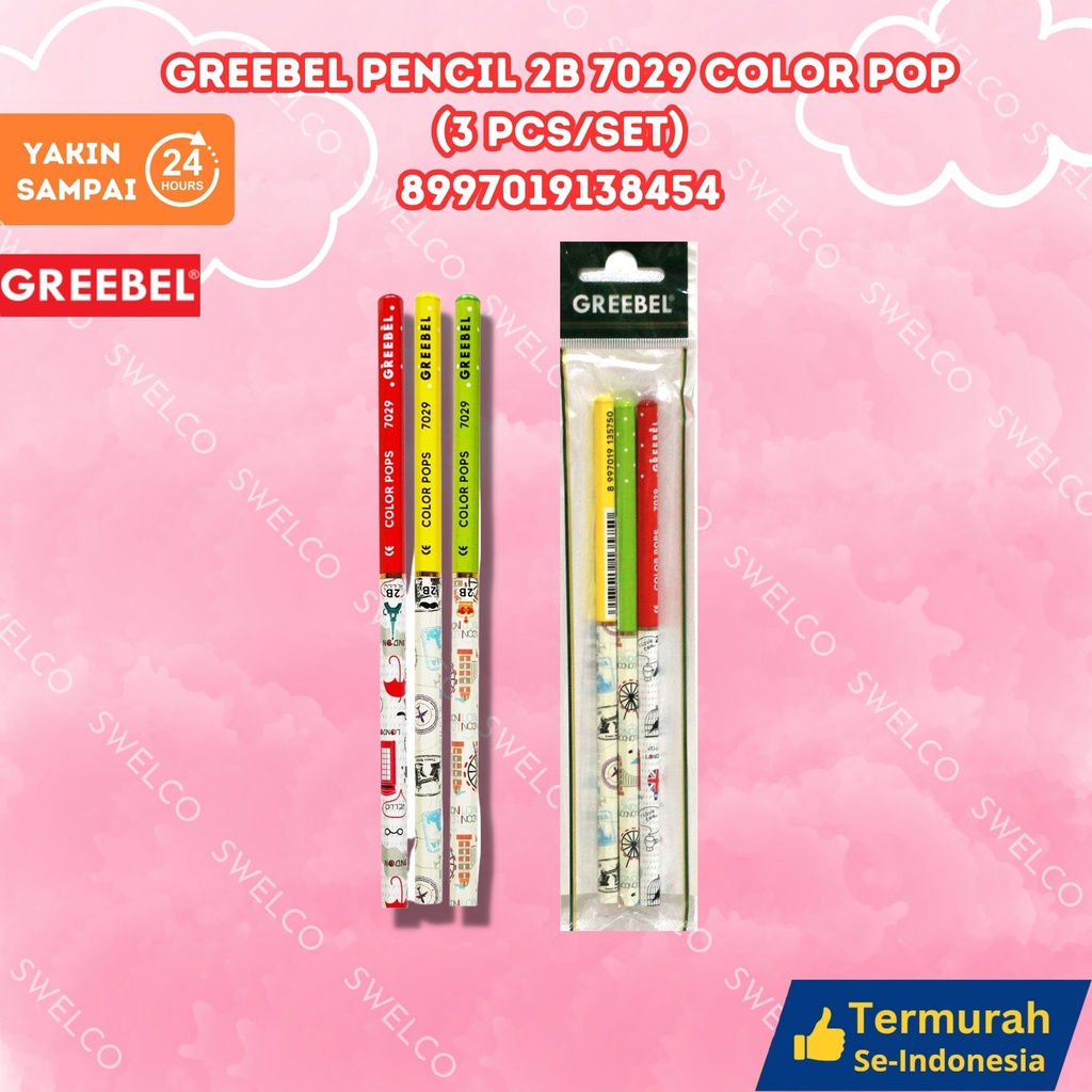 GREEBEL PENCIL 2B 7029 COLOR POP (3 PCS/SET) PENSIL BX1