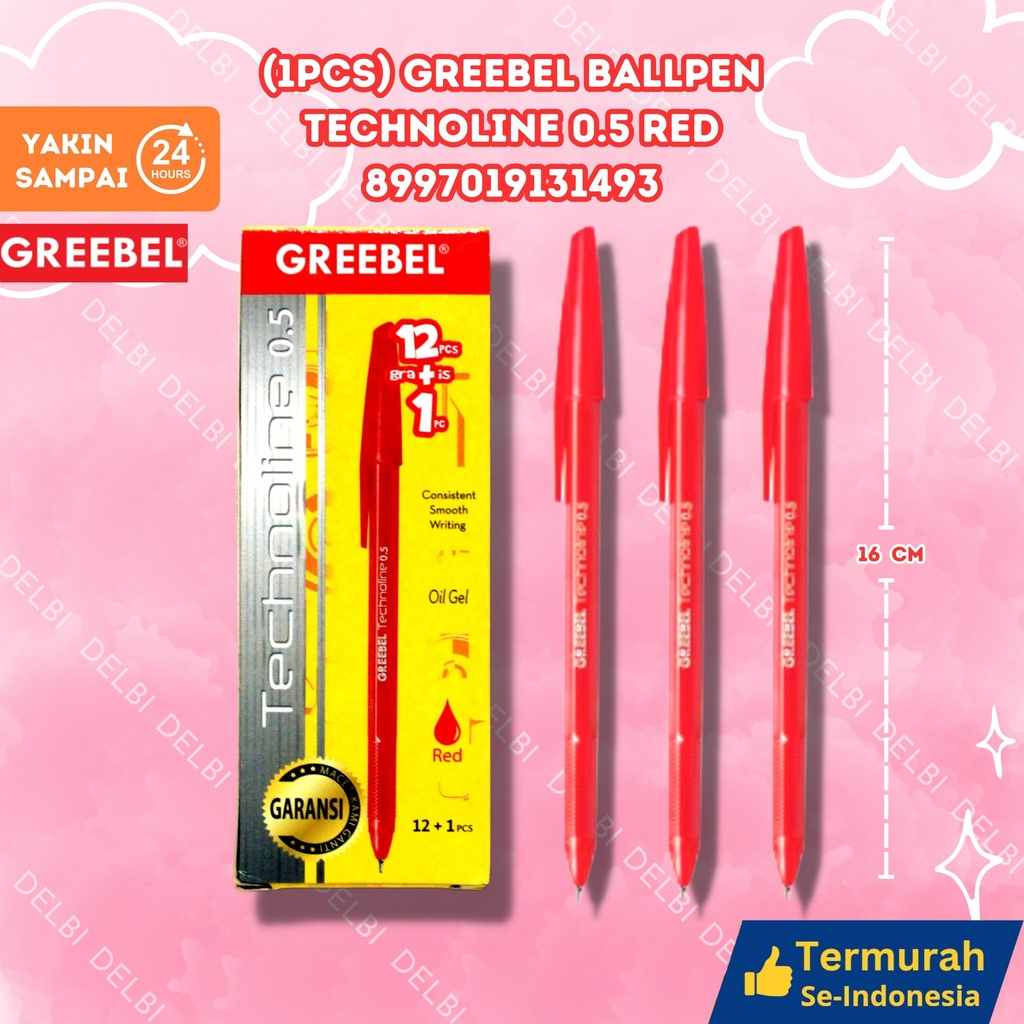 (1PCS) GREEBEL BALLPEN TECHNOLINE 0.5 RED (20 GROSS) BX3120