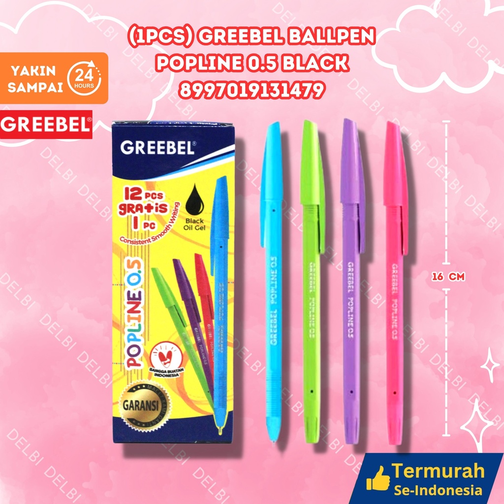 (1PCS) GREEBEL BALLPEN POPLINE 0.5 BLACK (20 GROSS) BX3120