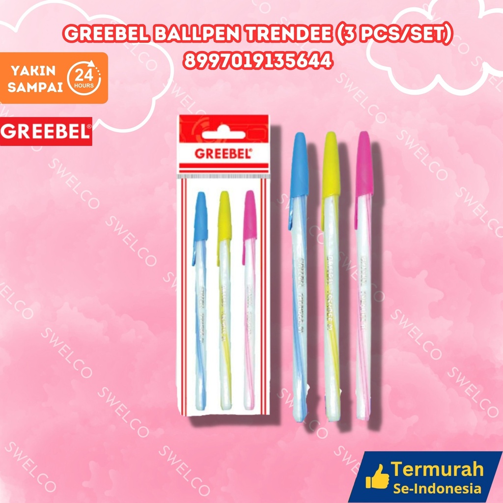 GREEBEL BALLPEN TRENDEE (3 PCS/SET) GANTUNG BLACK 3PCS BX240