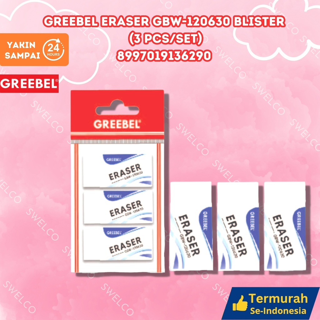 GREEBEL ERASER GBW-120630 BLISTER (3 PCS/SET) ISI 3 PENGHAPUS GANTUNG BX144