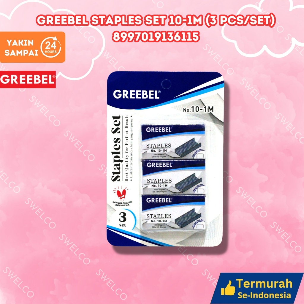 GREEBEL STAPLES SET 10-1M (3 PCS/SET) GANTUNG STAPLESS HEKTER 3PCS/SET BX144