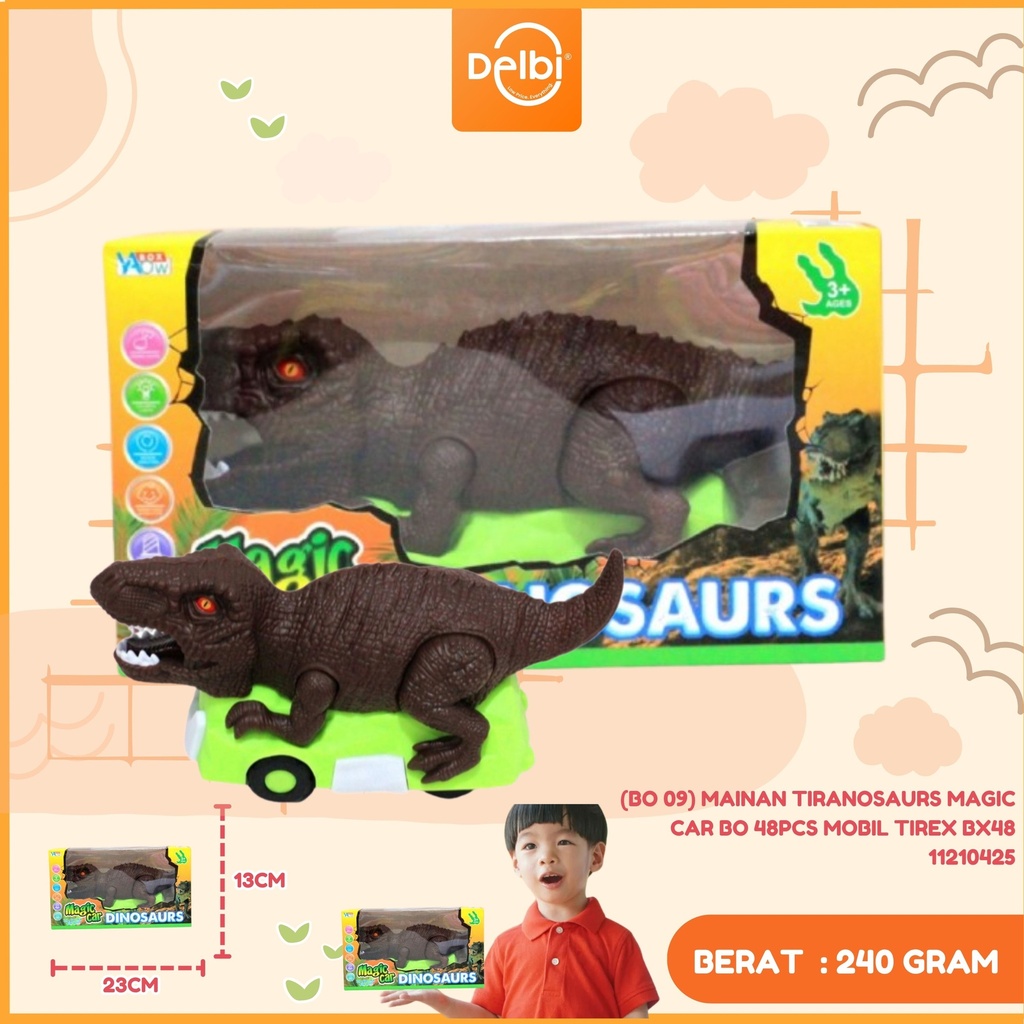 [11210425] (BO 09) MAINAN TIRANOSAURS MAGIC CAR BO 48PCS MOBIL TIREX BX48