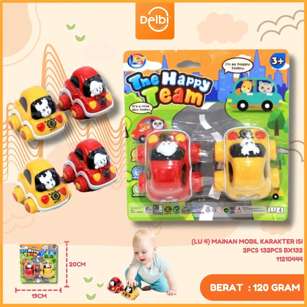 MAINAN MOBIL KARAKTER ISI 2PCS 132PCS BX132