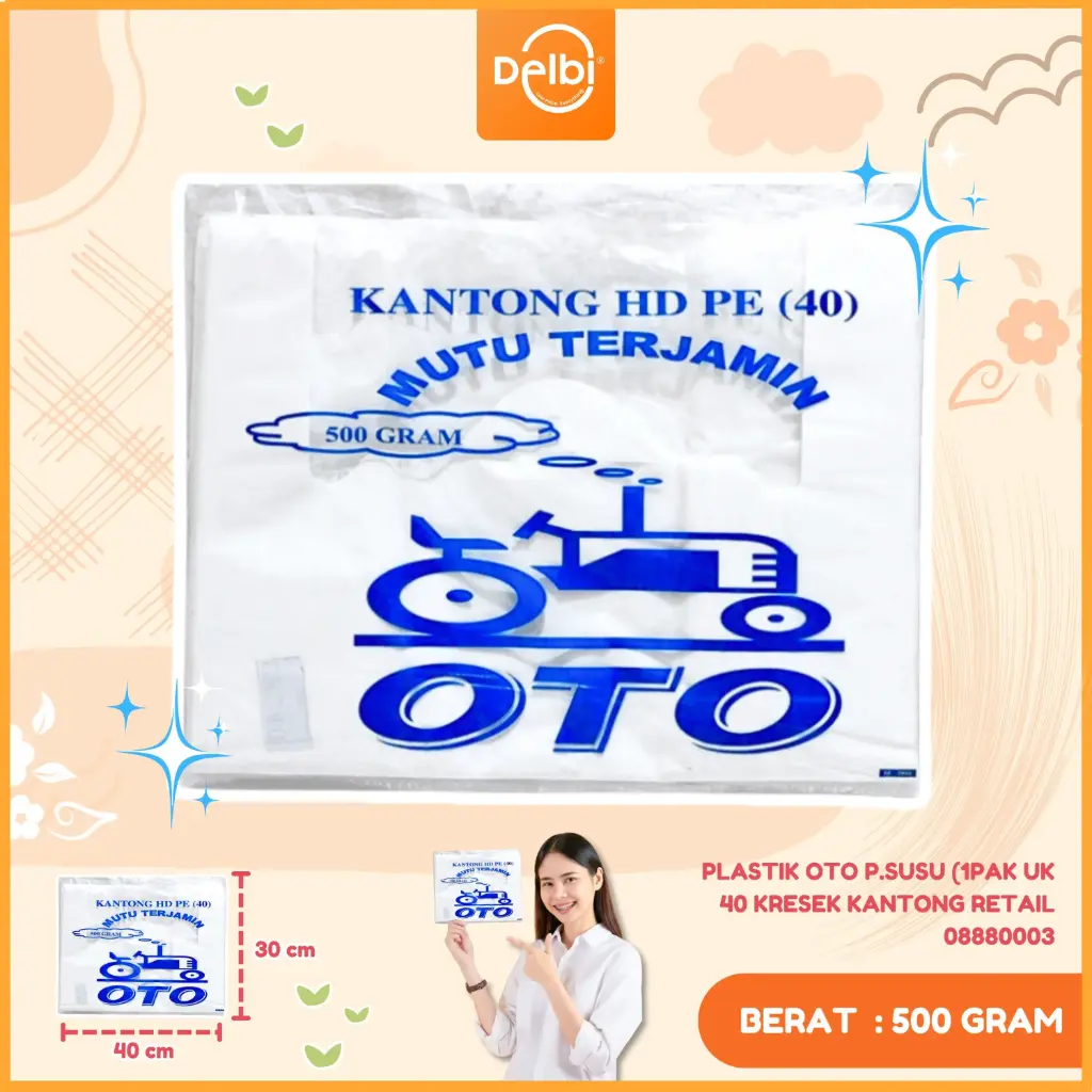 [08880003] PLASTIK OTO P.SUSU (1PAK UK 40 KRESEK KANTONG RETAIL