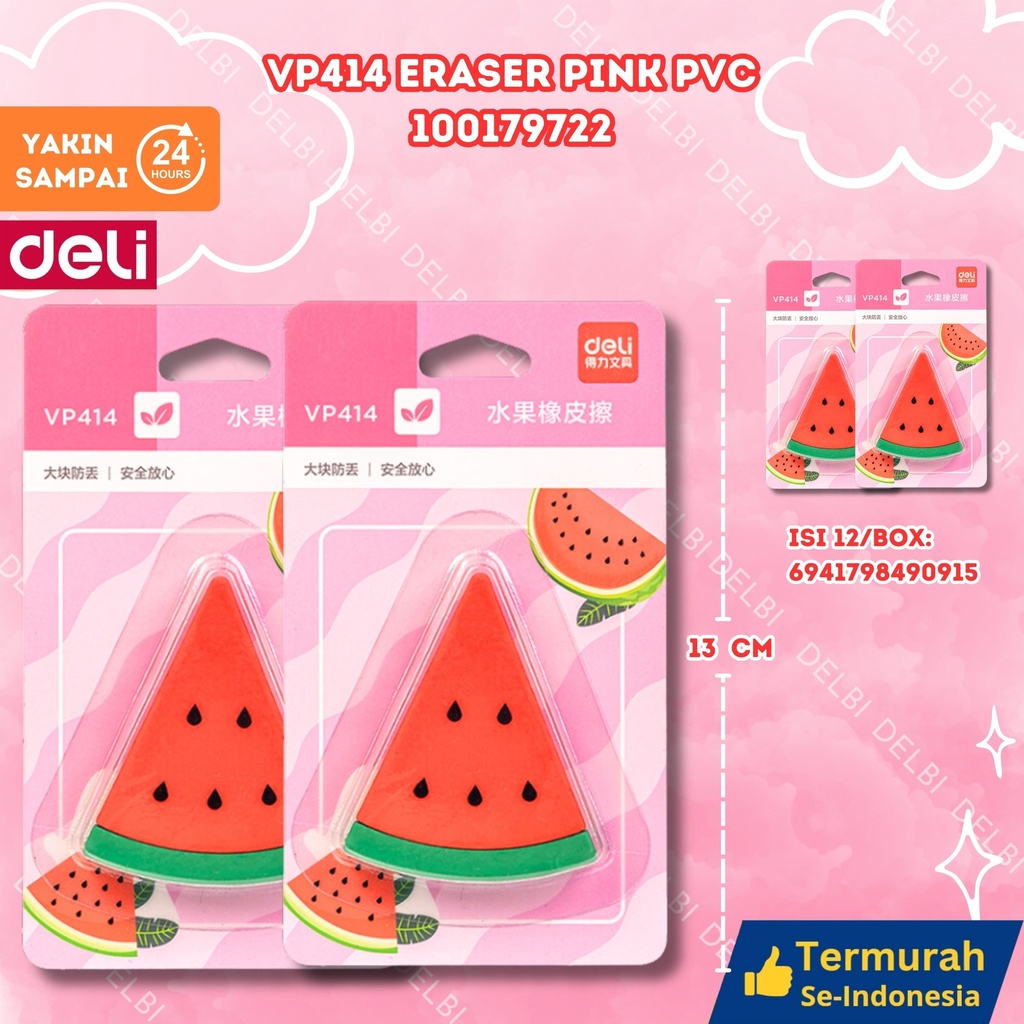 [100179722] DELI VP414 Eraser PINK PVC PENGHAPUS BX1