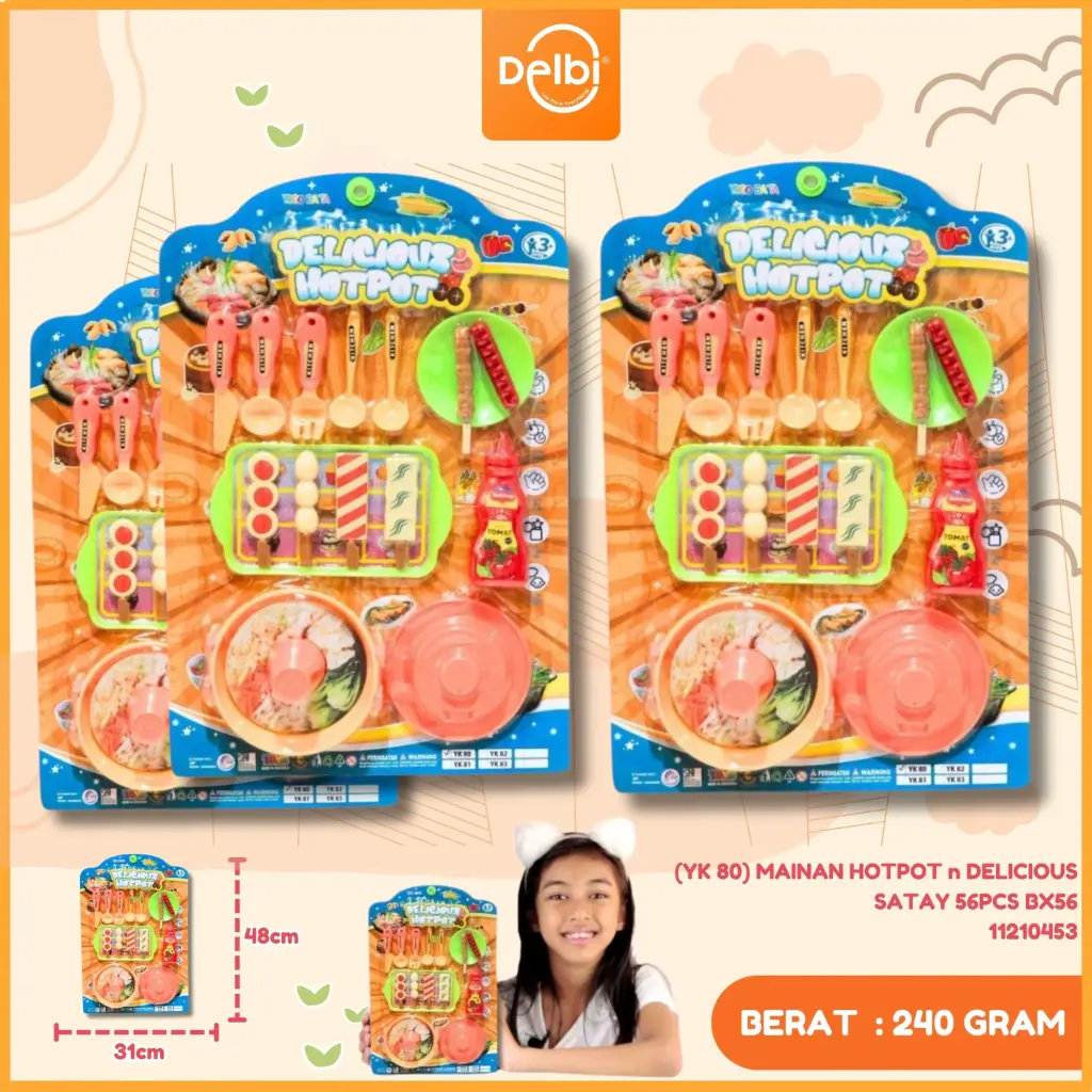(YK 80) MAINAN HOTPOT n DELICIOUS SATAY 56PCS BX56