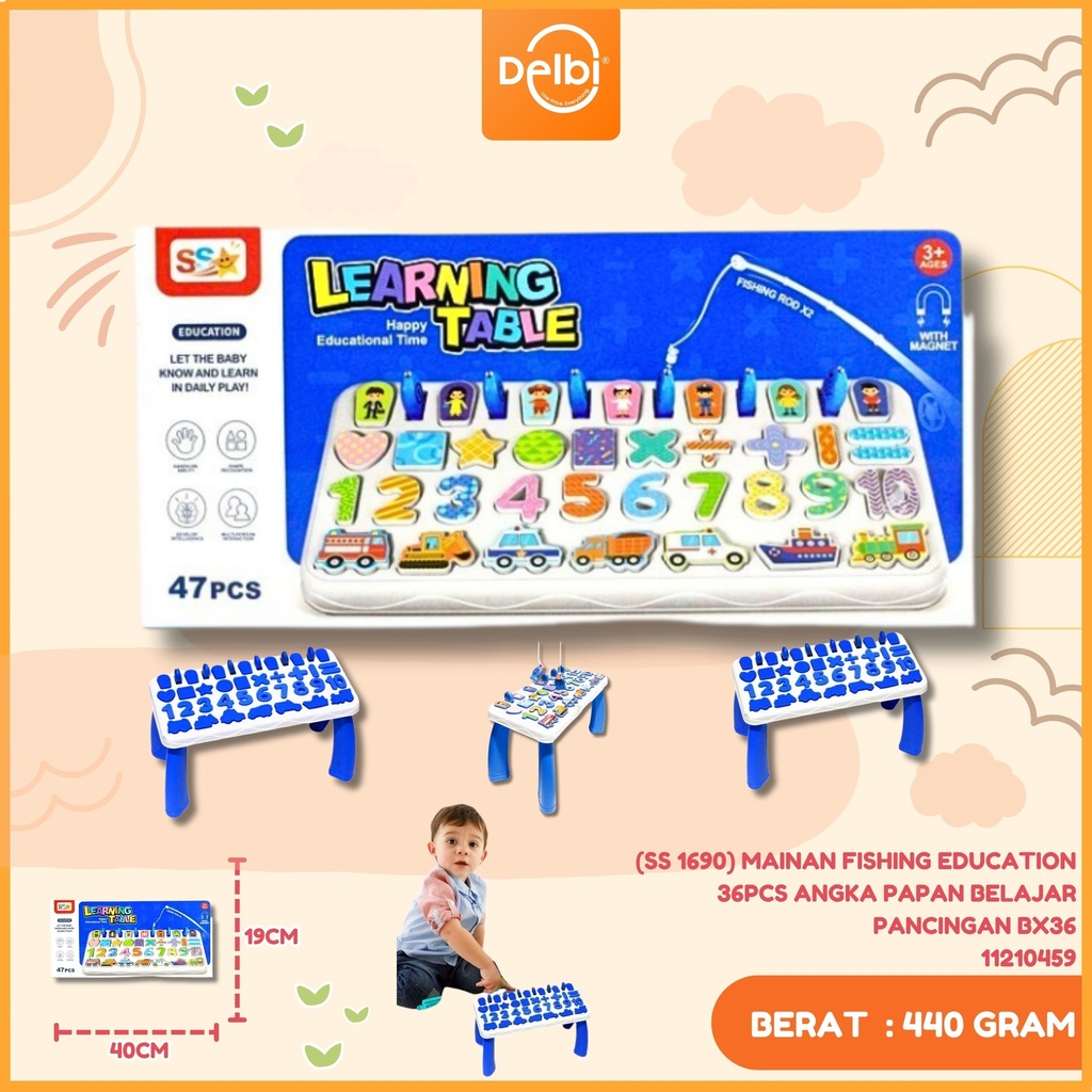 (SS 1690) MAINAN FISHING EDUCATION 36PCS ANGKA PAPAN BELAJAR PANCINGAN BX36