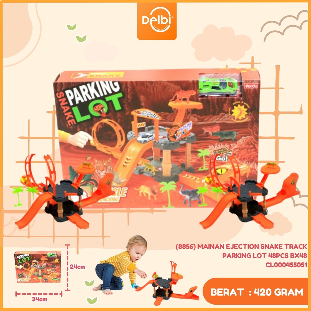 (8856) MAINAN EJECTION SNAKE TRACK PARKING LOT 48PCS BX48