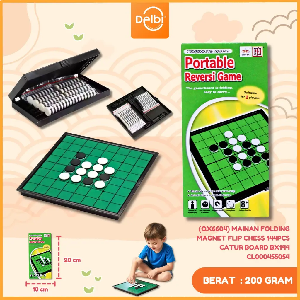 (QX6604) MAINAN FOLDING MAGNET FLIP CHESS 144PCS CATUR BOARD BX144