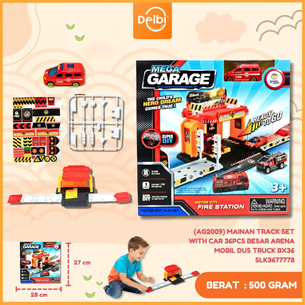 [SLK3677778] (AG2009) MAINAN TRACK SET WITH CAR 36PCS BESAR ARENA MOBIL DUS TRUCK BX36