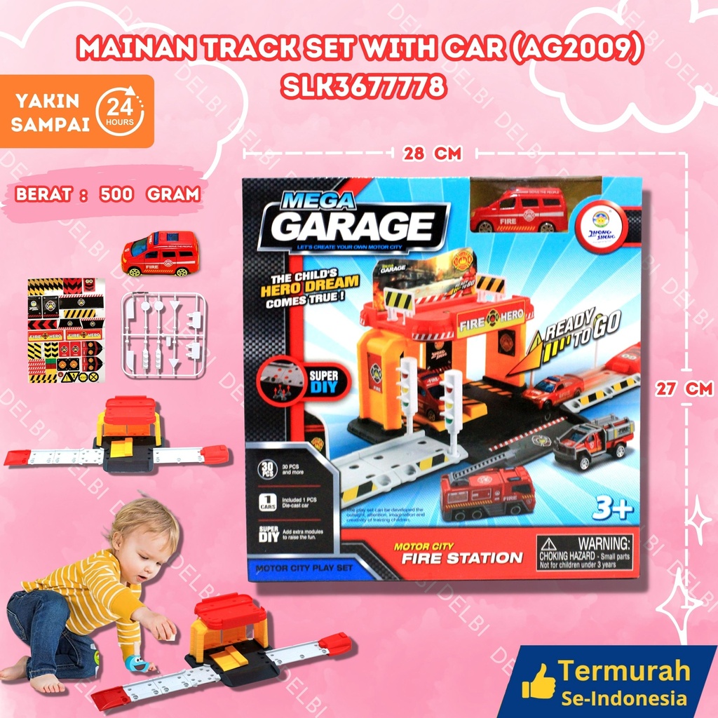 (AG2009) MAINAN TRACK SET WITH CAR 36PCS BESAR ARENA MOBIL DUS TRUCK BX36