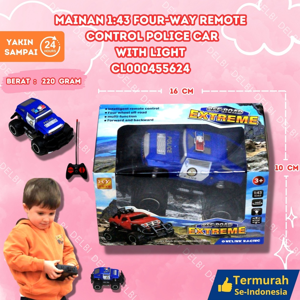 (AJ23-3) MAINAN 143 FOUR-WAY REMOTE CONTROL POLICE CAR WITH LIGHT 96PCS MOBIL LAMPU POLISI BX96 BX1
