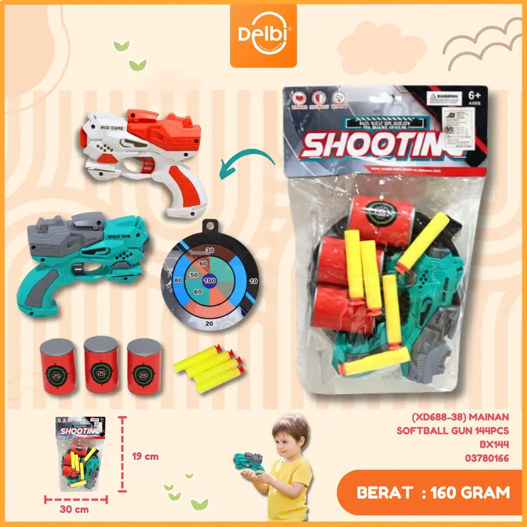 (XD688-38) MAINAN SOFTBALL GUN 144PCS BX144