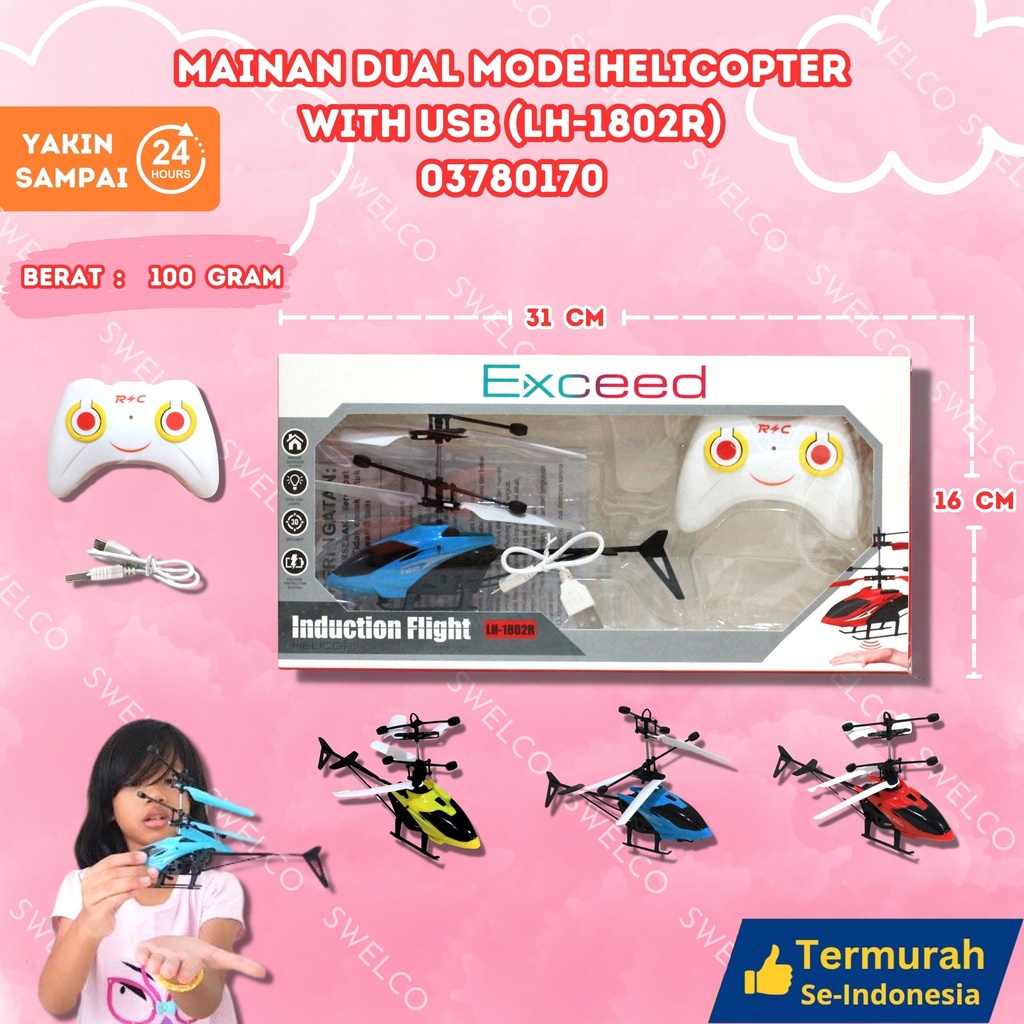 (LH-1802R) MAINAN DUAL MODE HELICOPTER WITH USB 72PCS remote TERBANG BX72