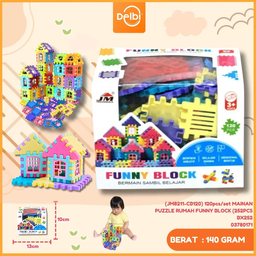 (JM8211-CB120) 120pcs/set MAINAN PUZZLE RUMAH FUNNY BLOCK (252PCS BX252