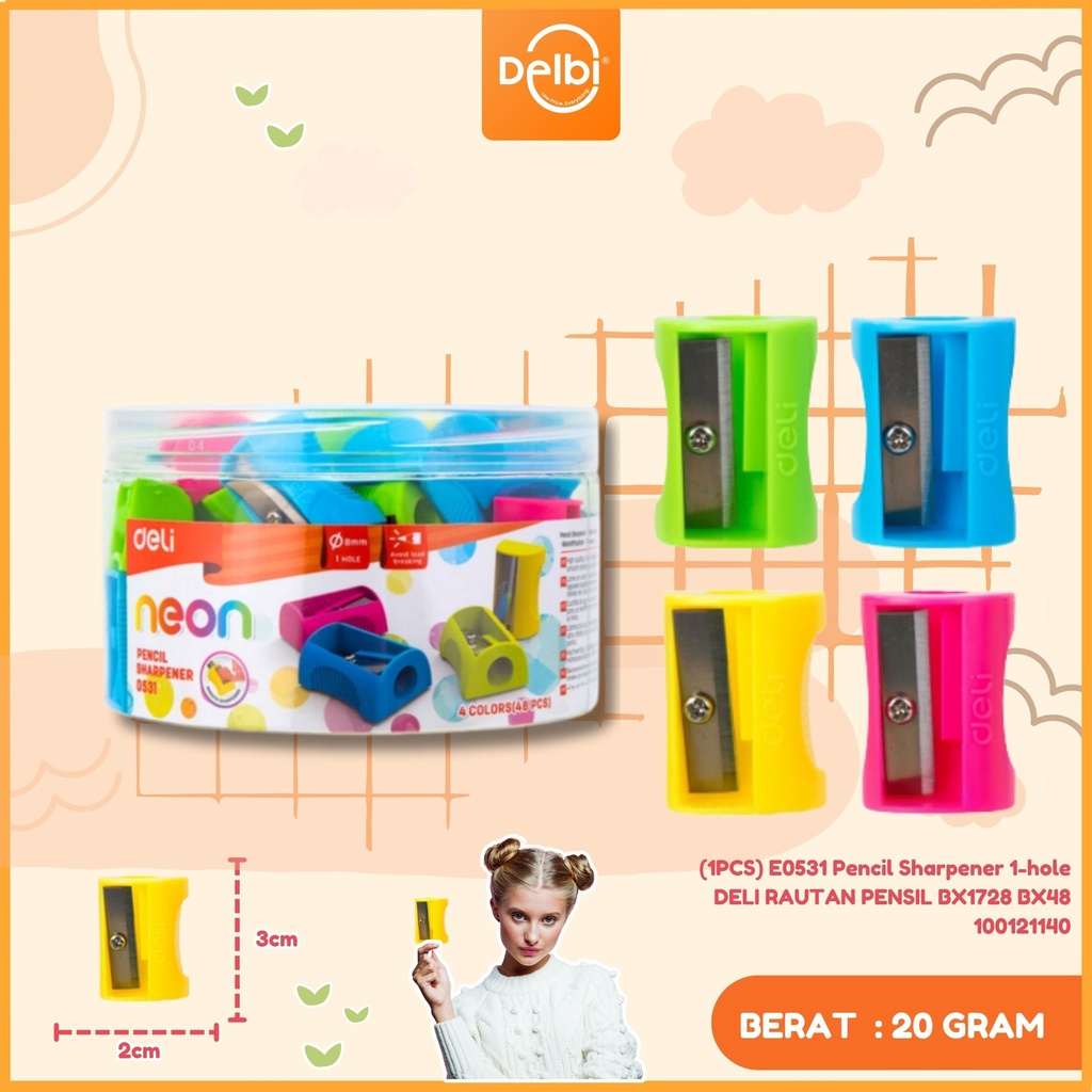 [100121140] (1PCS) E0531 Pencil Sharpener 1-hole DELI RAUTAN PENSIL BX1728 BX48