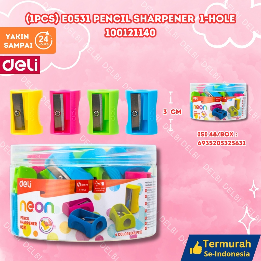 (1PCS) E0531 Pencil Sharpener 1-hole DELI RAUTAN PENSIL BX1728 BX48