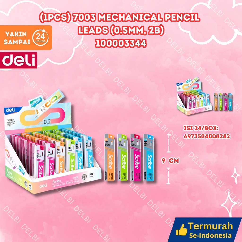 (1PCS) 7003 Mechanical Pencil Leads (0.5mm, 2B) DELI 0.5 PENSIL ABADI CETEK KNOCK BX1152
