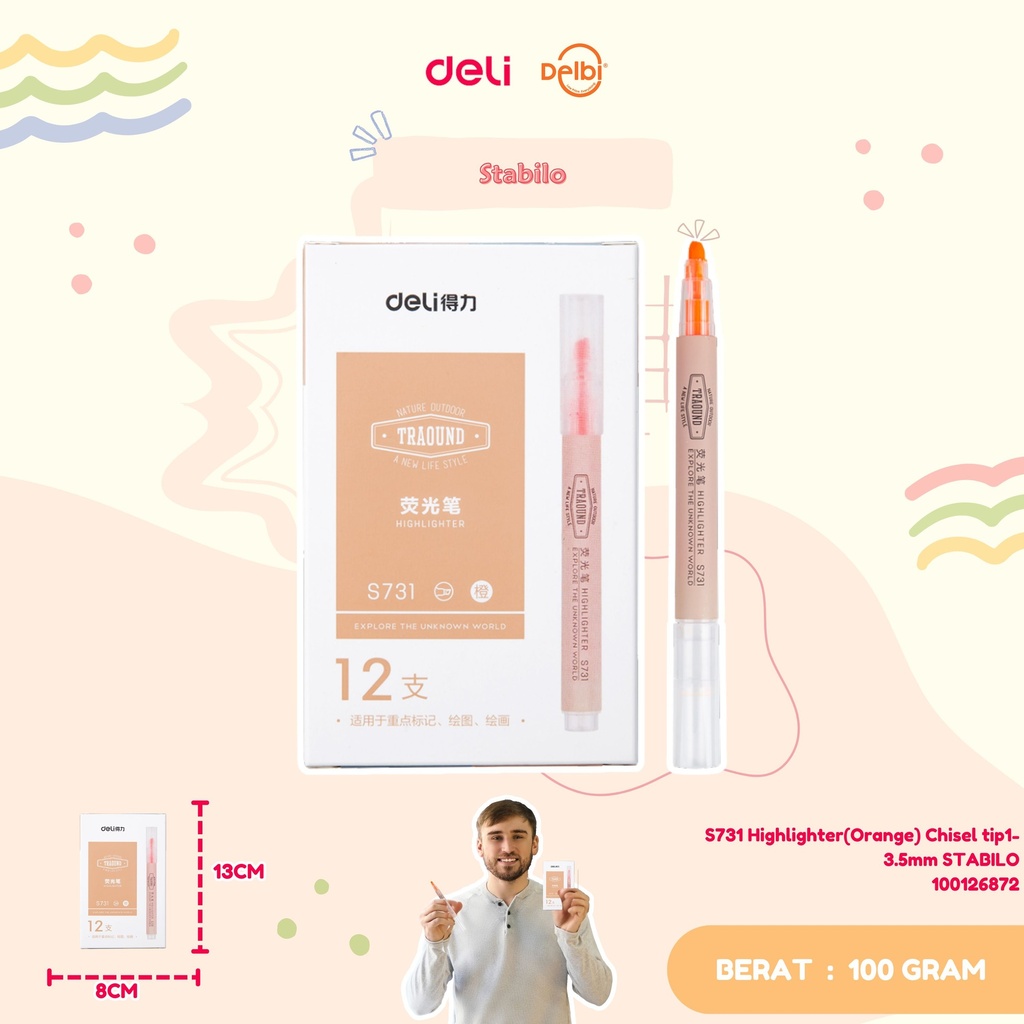 [100126872] S731 Highlighter(Orange) Chisel tip1-3.5mm STABILO