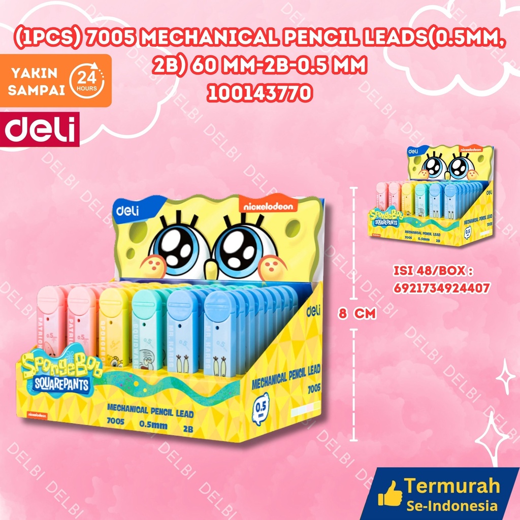 [100143770] DELI (1PCS) 7005 Mechanical Pencil Leads(0.5mm, 2B) 60mm-2B-0.5mm 2B 0.5 PENSIL ABADI CETEK KNOCK BX1152 BX576 BX48 BX3