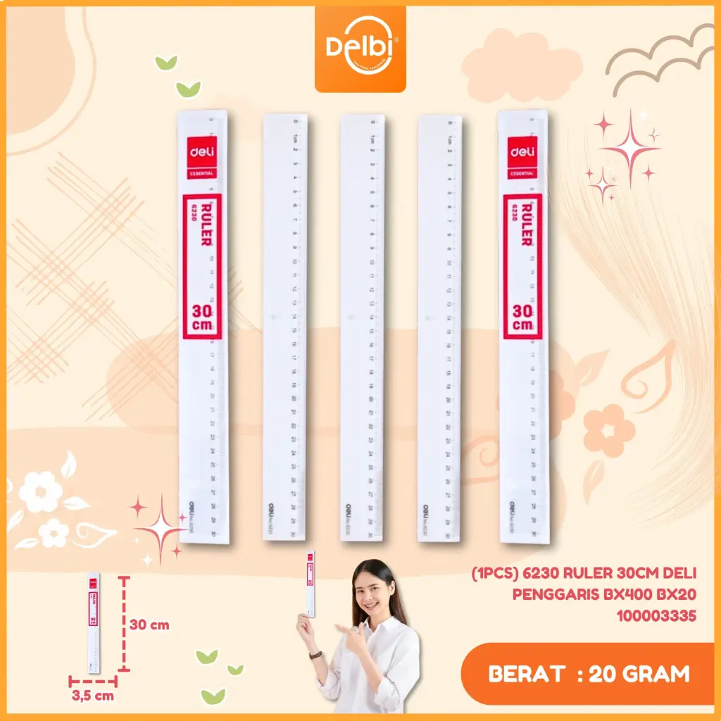 (1PCS) 6230 Ruler 30cm DELI PENGGARIS BX400 BX20