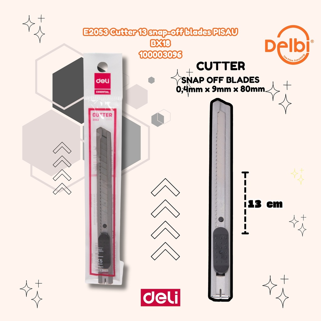 DELI E2053 Cutter 13 snap-off blades PISAU BX18
